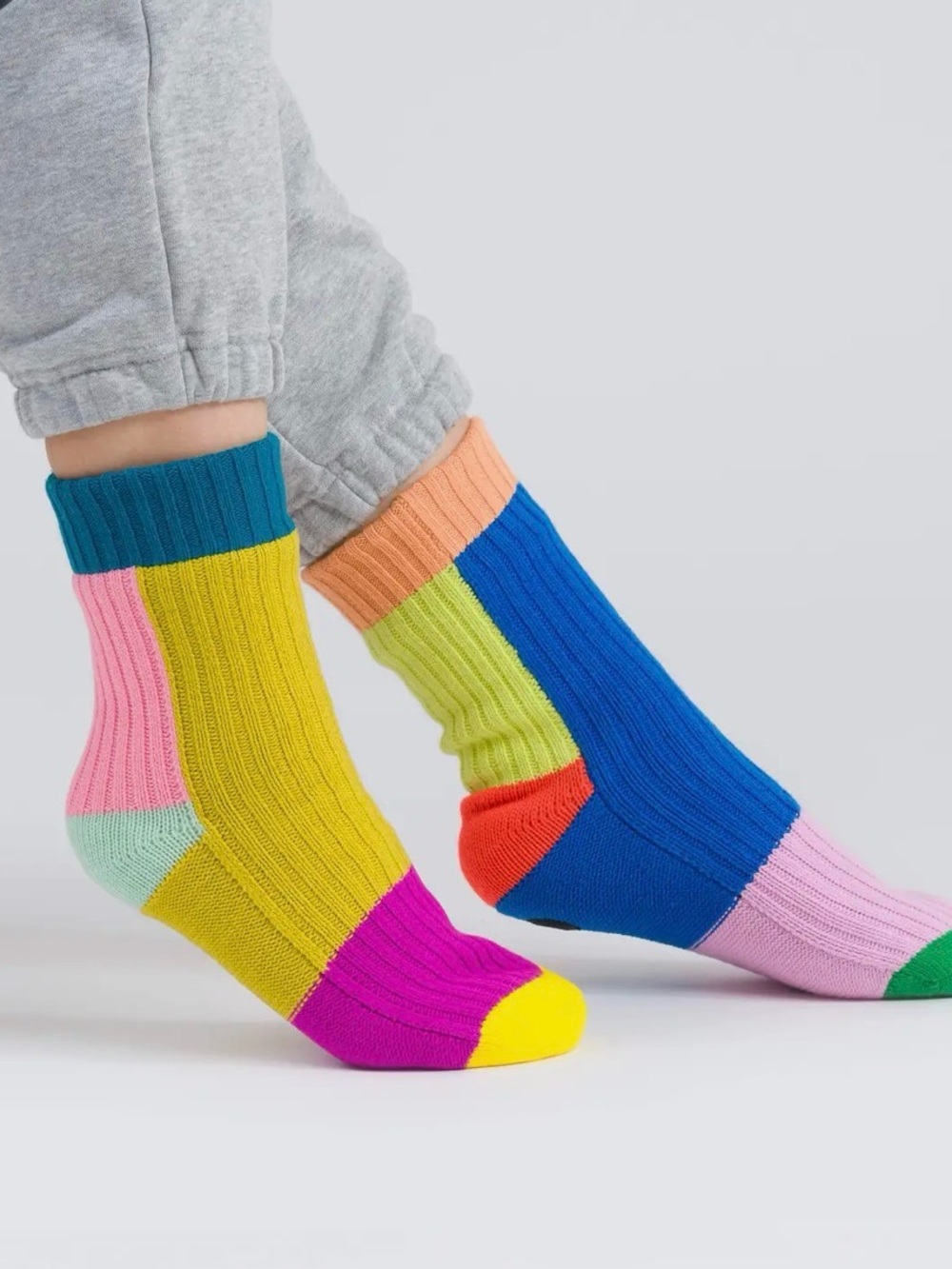 House Socks Multicolor Block Ribbed Cozy Socks